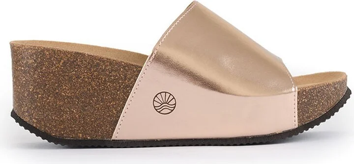 Inoro - Vegan Wedge Metallic Slider - Rose Gold - Image 3