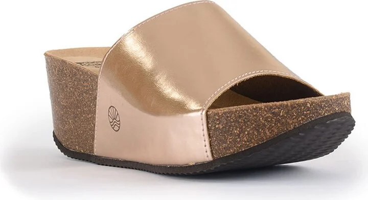 Inoro - Vegan Wedge Metallic Slider - Rose Gold