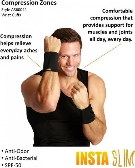 Insta Slim Unisex High Compression Wrist Cuffs AS60041 Black 3XL - Image 2