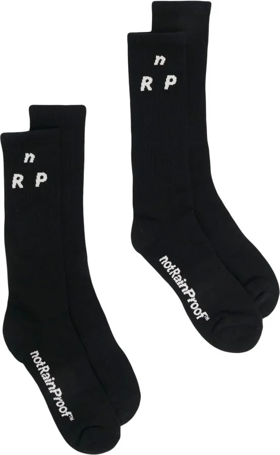 Intarsia-Knit Logo Socks