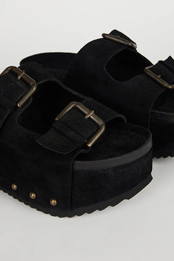 Intentionally Blank Cooper-2 Suede Platform Sandal in Black - Image 2