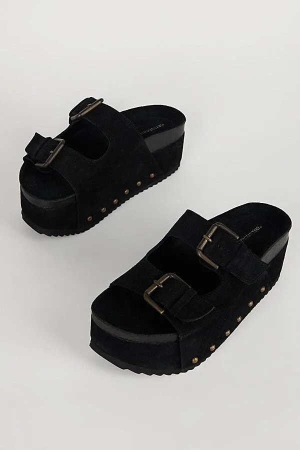 Intentionally Blank Cooper-2 Suede Platform Sandal in Black - Image 3