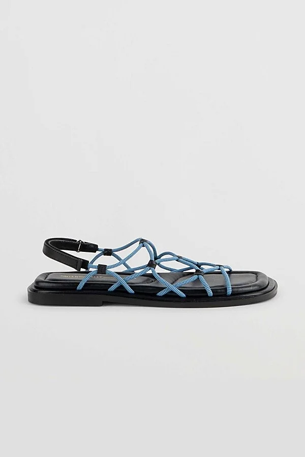 Intentionally Blank Lychee Elastic Sport Cord Flat Sandal in Blue - Image 2