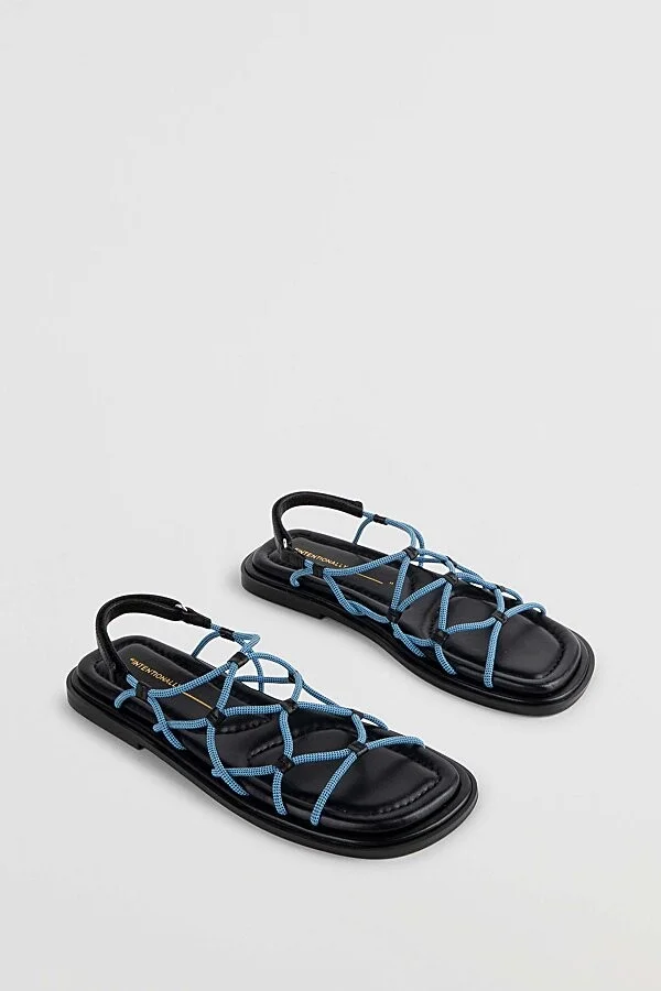 Intentionally Blank Lychee Elastic Sport Cord Flat Sandal in Blue - Image 3