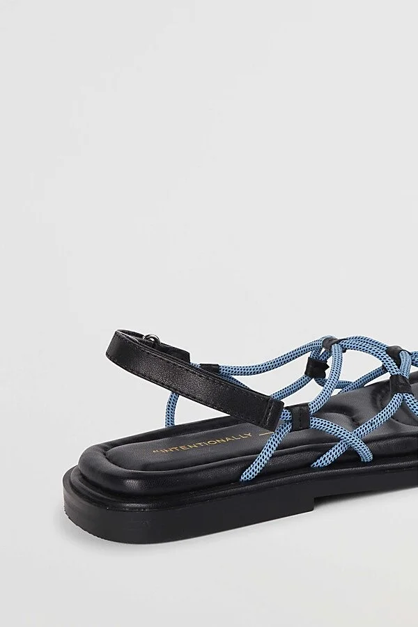 Intentionally Blank Lychee Elastic Sport Cord Flat Sandal in Blue - Image 5