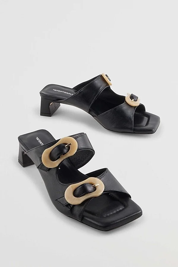 Intentionally Blank Nora Square Toe Heeled Sandal in Black - Image 2