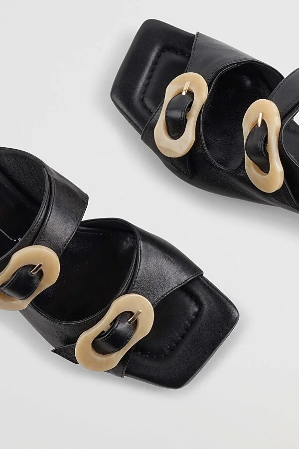 Intentionally Blank Nora Square Toe Heeled Sandal in Black - Image 3
