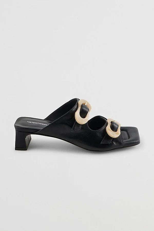 Intentionally Blank Nora Square Toe Heeled Sandal in Black