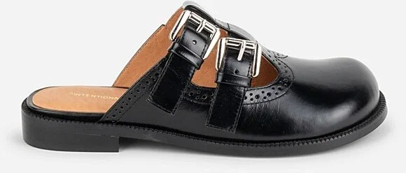 Intentionally Blank Varsity Brogue Mary Jane Mule in Black - Image 2