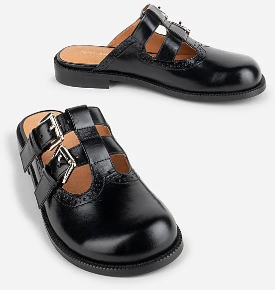 Intentionally Blank Varsity Brogue Mary Jane Mule in Black - Image 3