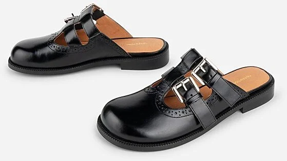 Intentionally Blank Varsity Brogue Mary Jane Mule in Black - Image 4