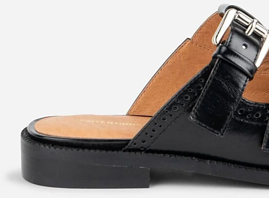 Intentionally Blank Varsity Brogue Mary Jane Mule in Black - Image 5