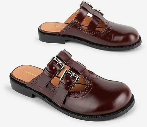 Intentionally Blank Varsity Brogue Mary Jane Mule in Black - Image 6