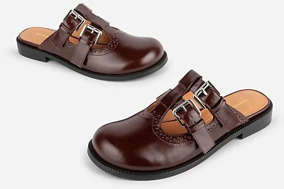 Intentionally Blank Varsity Brogue Mary Jane Mule in Black - Image 7