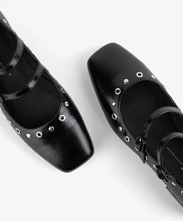Intentionally Blank Venezuela Double Strap Mary Jane Shoe in Black - Image 3