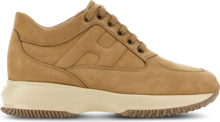 Interactive lace-up leather sneakers