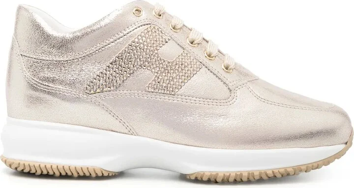 Interactive metallic low-top sneakers