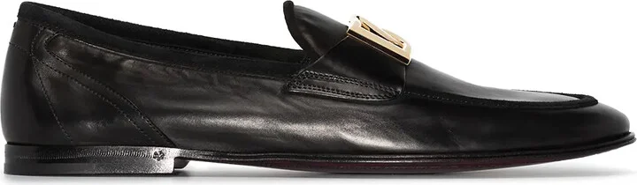 Interlocking DG-plaque leather loafers