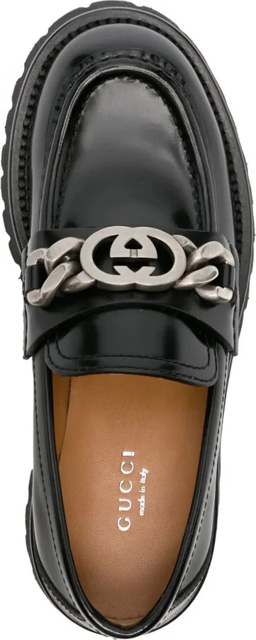Interlocking G-chain leather loafers - Image 4