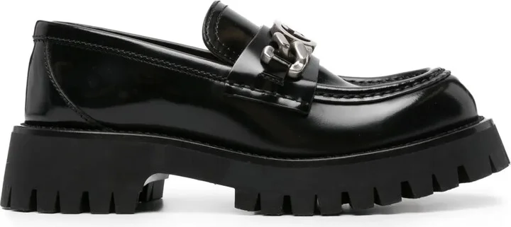 Interlocking G-chain leather loafers