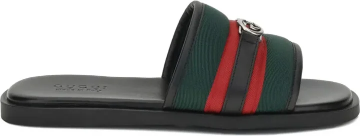 Interlocking G web-stripe sandals