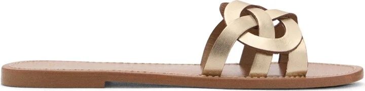 Intertwined Strap Flat Leather Slide Sandal - Image 2