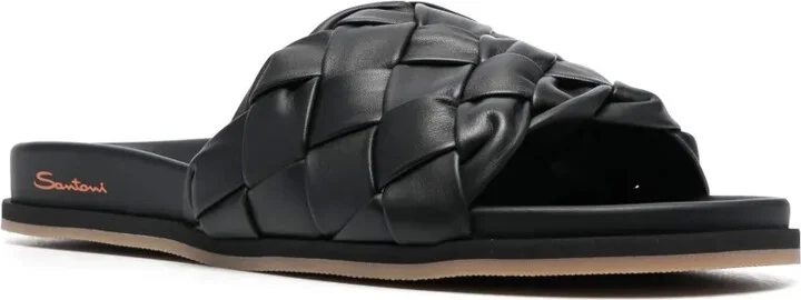 Interwoven-Design Calf-Leather Slides - Image 2
