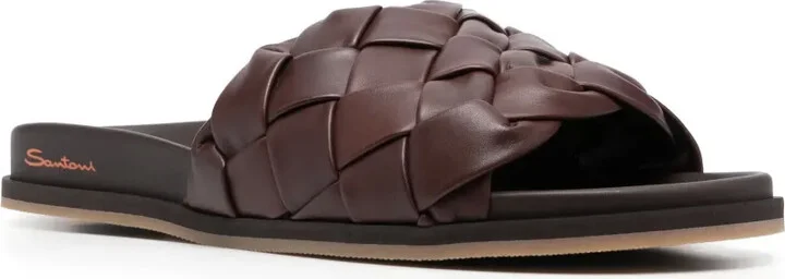 Interwoven-Design Leather Slides - Image 2