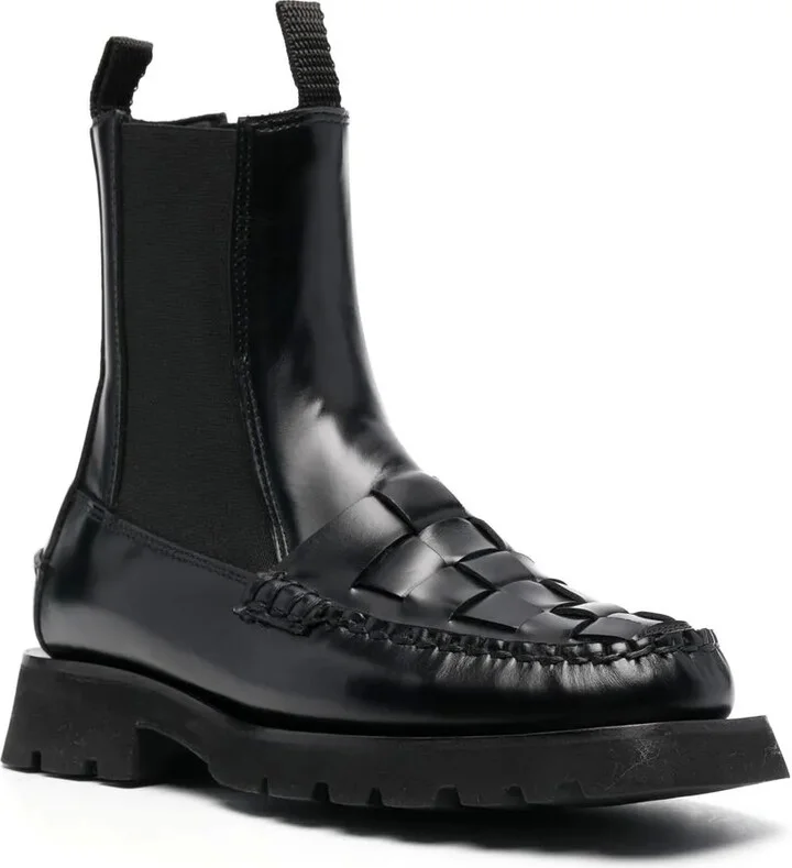 Interwoven-Detail Leather Ankle Boots - Image 2