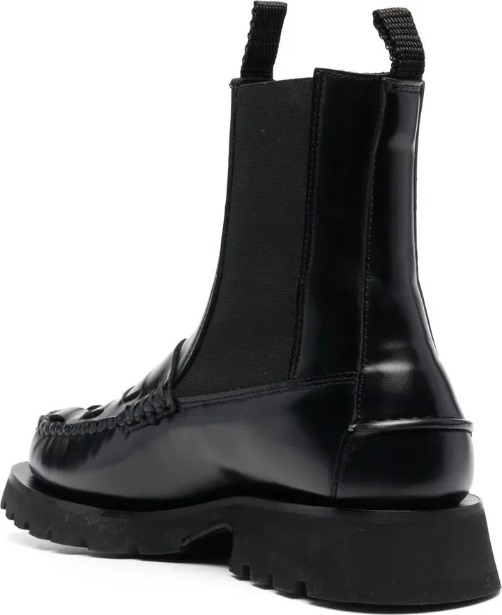 Interwoven-Detail Leather Ankle Boots - Image 3