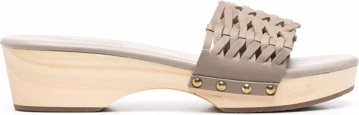 Interwoven-Detail Leather Clogs