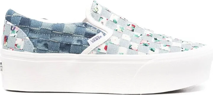 Interwoven Floral-Design Sneakers