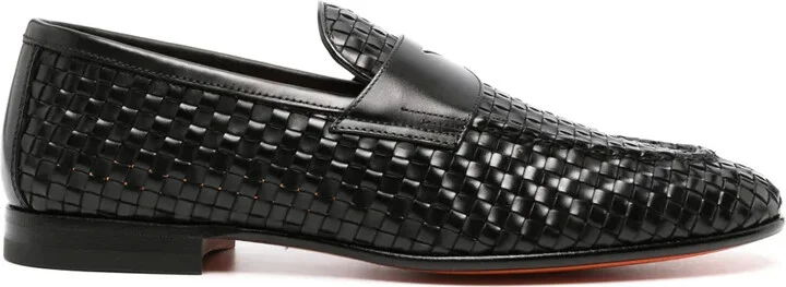 Interwoven-Leather Penny Loafers