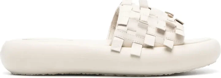 Interwoven Leather Slides