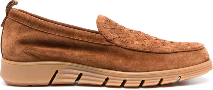 Interwoven-Panel Leather Loafers
