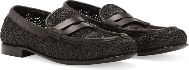 Interwoven Raffia Penny Loafers - Image 2