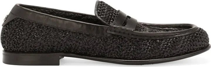Interwoven Raffia Penny Loafers