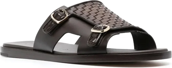 Interwoven-Strap Flat Leather Sandals - Image 2