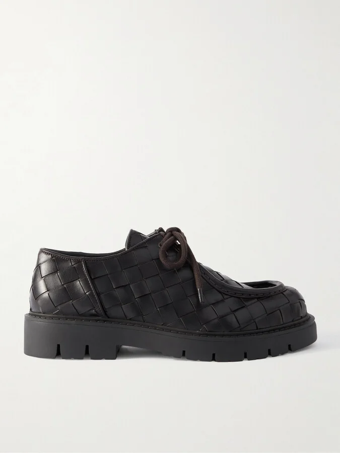 Intrecciato Leather Derby Shoes