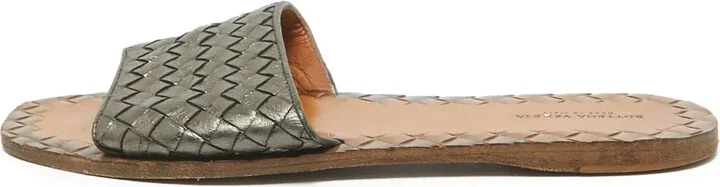 Intrecciato-weave leather sandals
