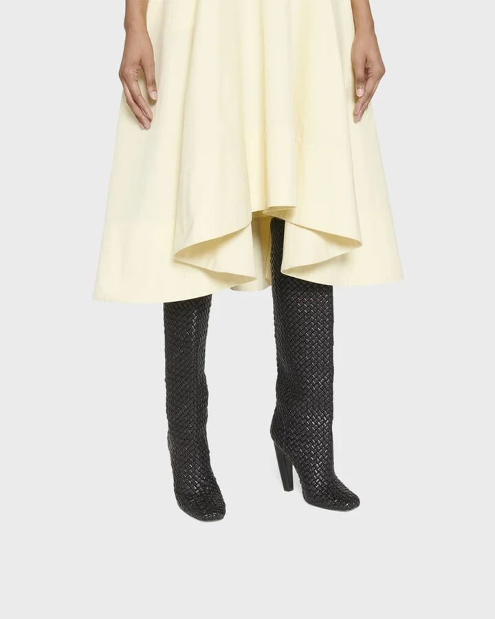 Intrecciato Woven Lambskin Knee Boots - Image 3