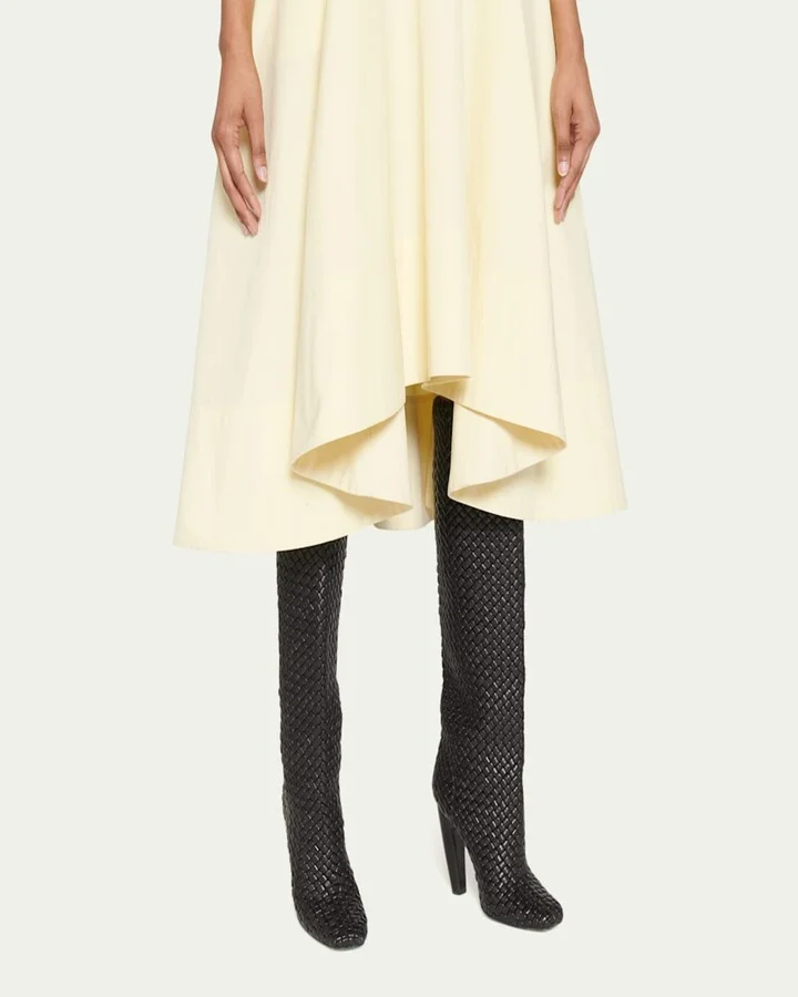 Intrecciato Woven Lambskin Knee Boots - Image 5