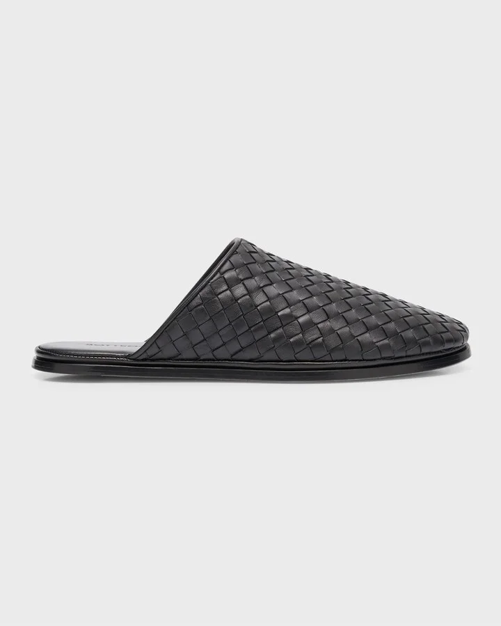 Intrecciato Woven Leather Mule Slippers