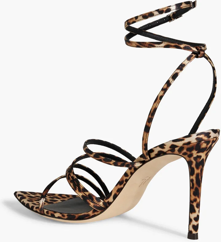 Intriigo Claire leopard-print satin sandals - Image 3