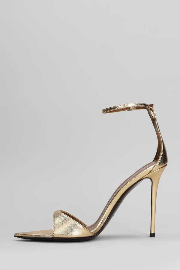 Intriigo Strap 105 Sandals In Gold Leather - Image 3