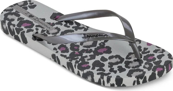 Ipanema Women's Animal Print Slip-On Thong Sandals - Grey/silve