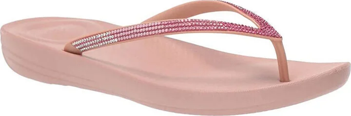 Iqushion DG5-137 Flip Flop Sandals Women's Beige Ombre Sparkle Slippers