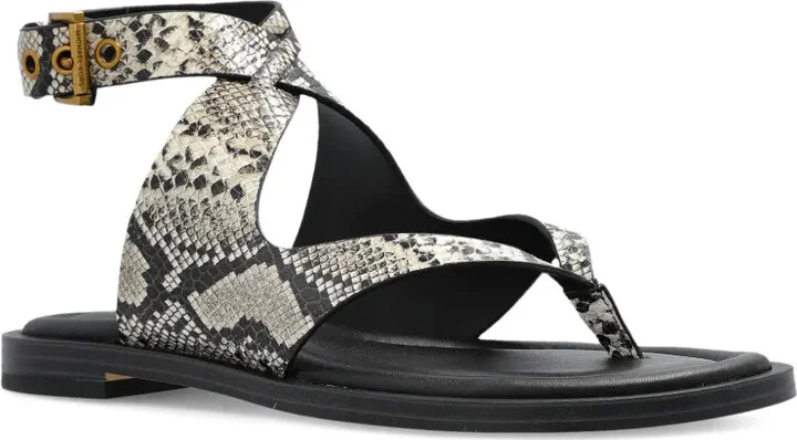 Irene embossed snake-motif flat sandals - Image 4