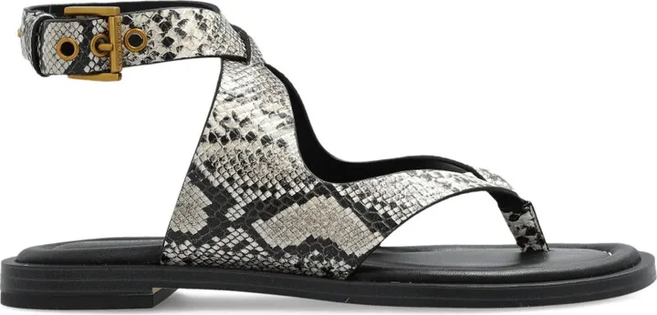 Irene embossed snake-motif flat sandals