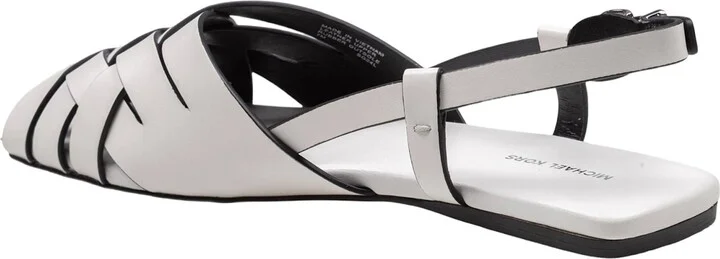 Irene Flat Sandal In Woven Leather Color White - Image 3